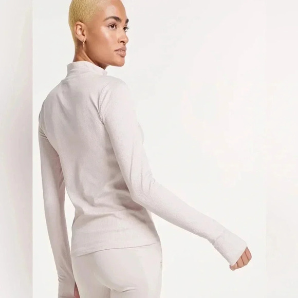 FLX plus size 1X ribbed mock quarter zip white long sleeve top NWT - Picture 2 of 5